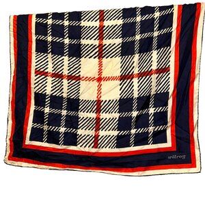 wilroy red white blue plaid vintage classic silk twill scarf